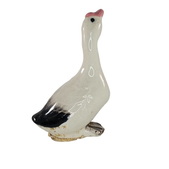 Vintage Goose Figurine Head Up Bird Kitsch Cottagecore - Picture 5 of 9